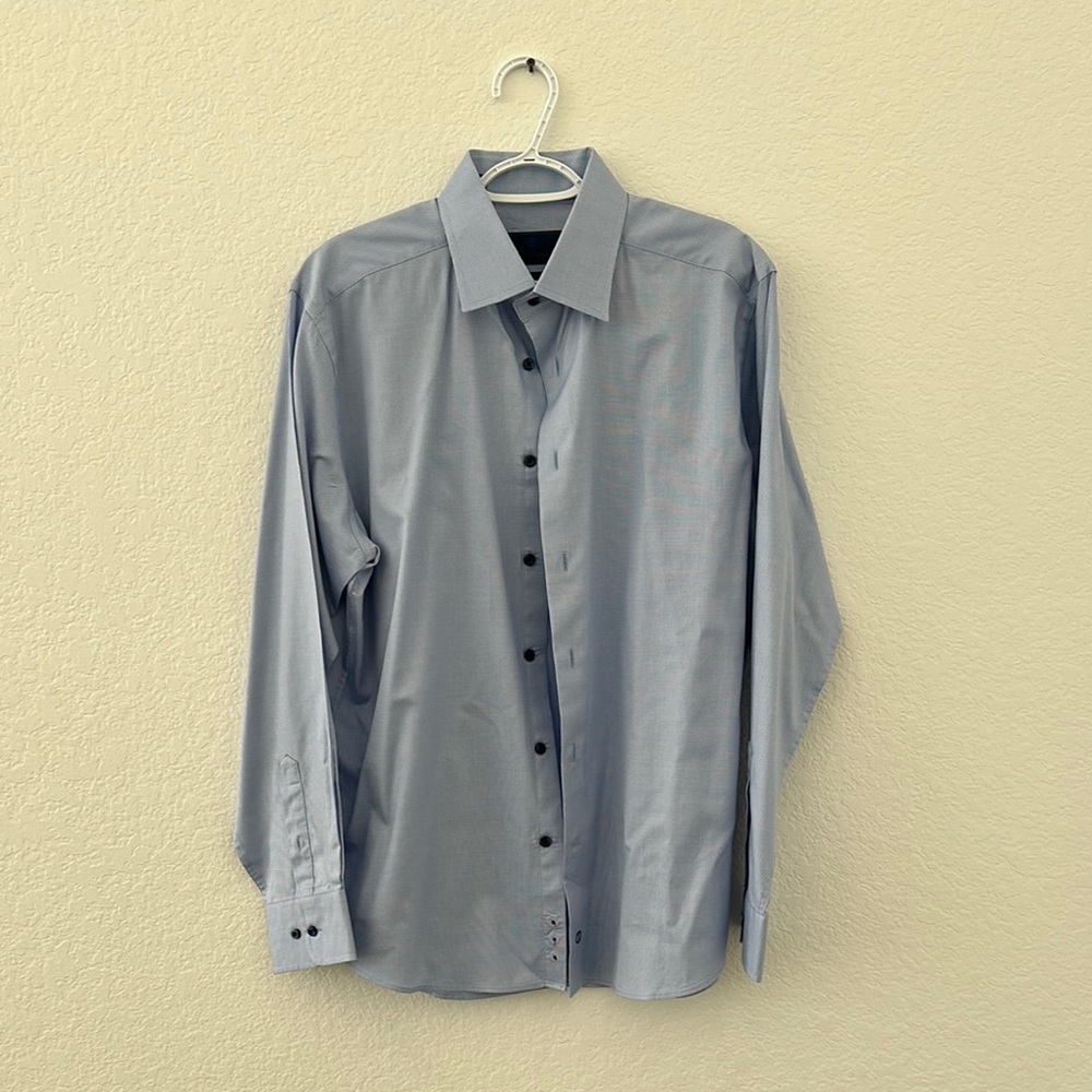 David Donahue Gray Dress Shirt Formal Cotton